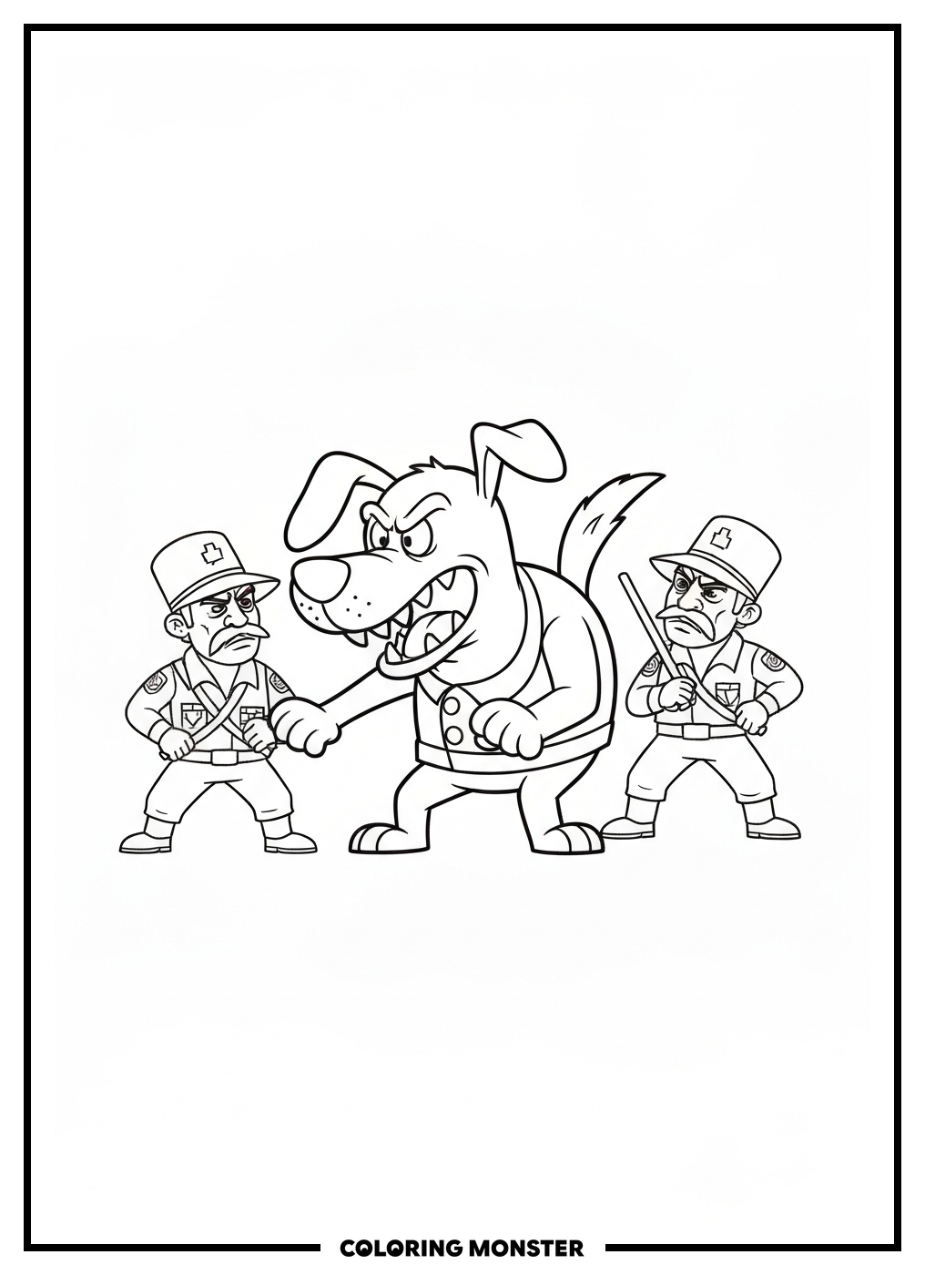 Brave Dog Defends Home Coloring Page