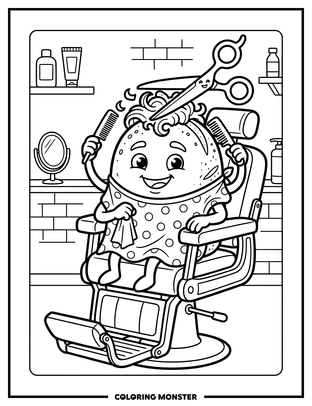 Bread Getting A Haircut Coloring Page