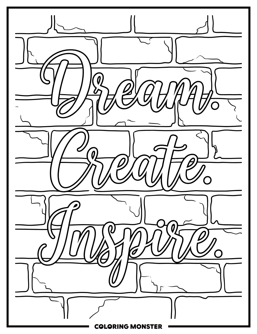 Brick Wall With Elegant Script Coloring Page