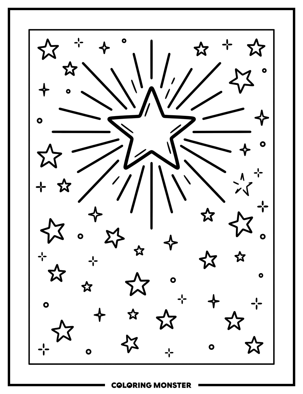 Bright Starry Night Sky Coloring Page