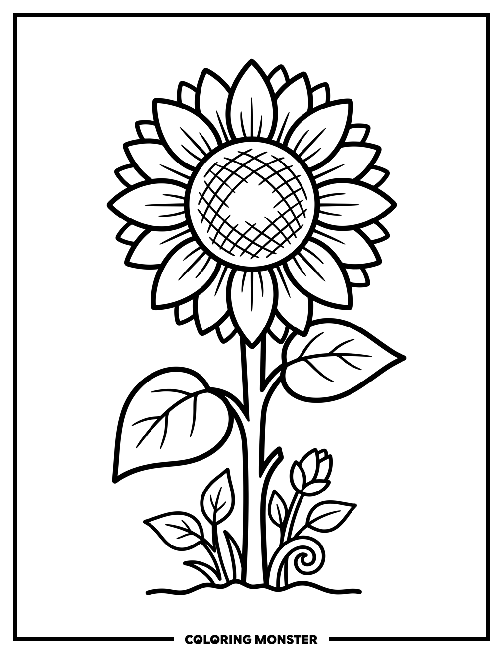 Bright Sunflower Bloom Coloring Page