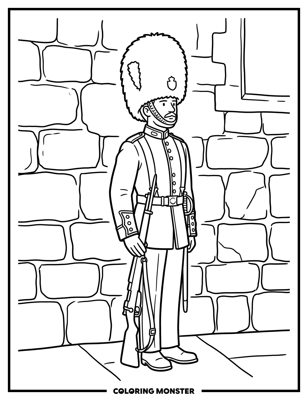 British Soldier at Attention Coloring Page