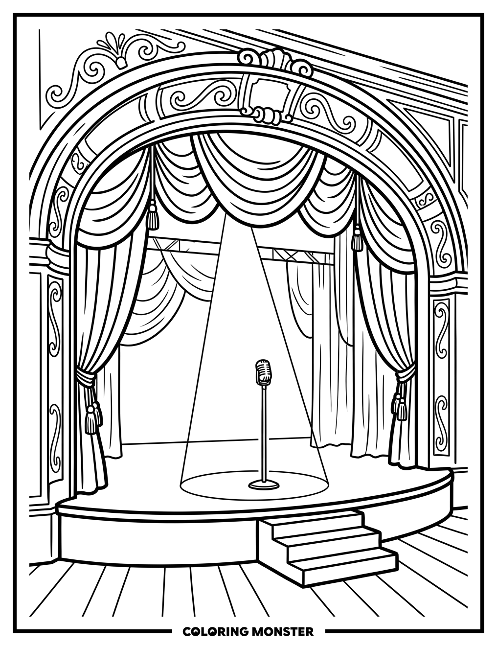 Broadway Stage Spotlight Coloring Page