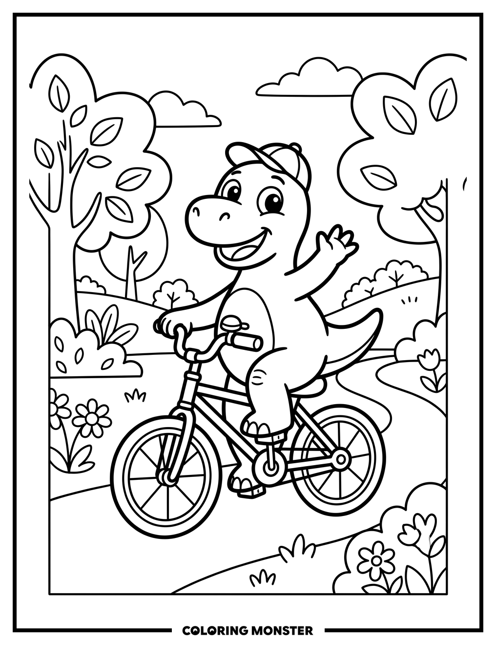 Bron Riding a Bicycle Coloring Page