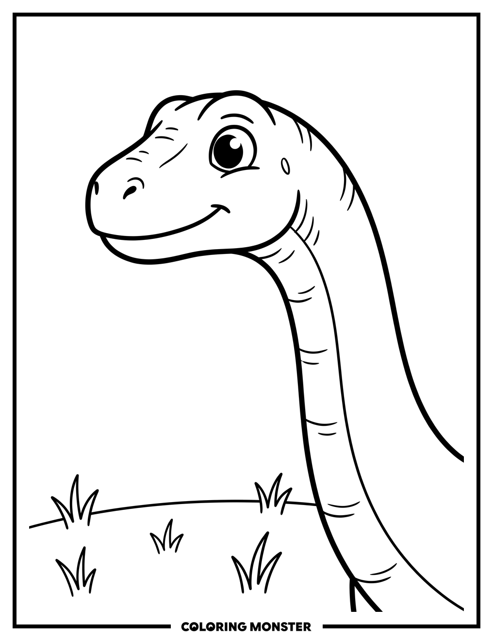 Brontosaurus Head in a Field Coloring Page