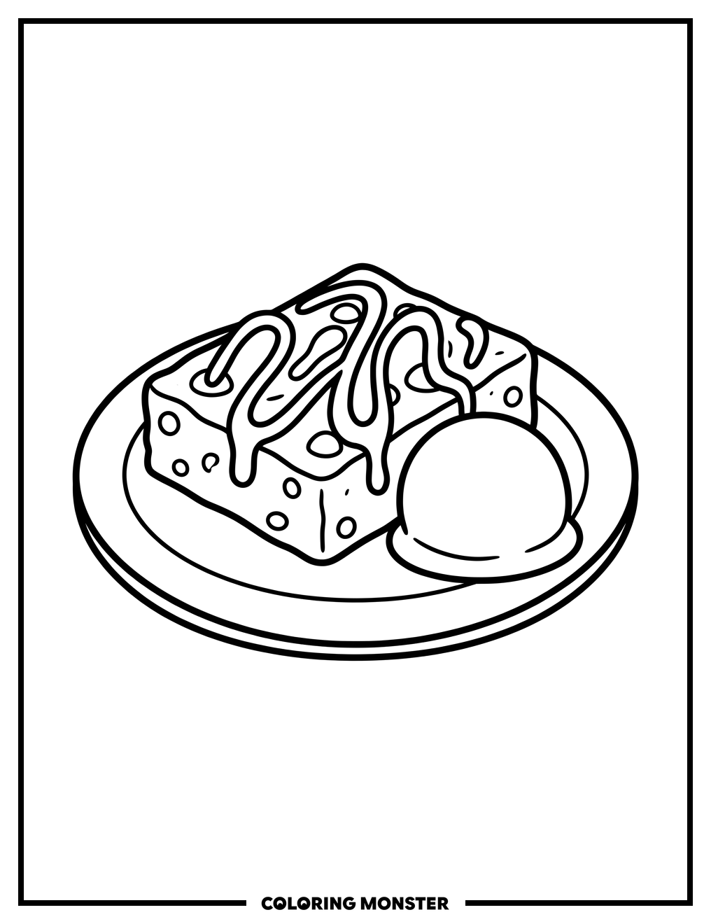 Brownie with Ice Cream Coloring Page