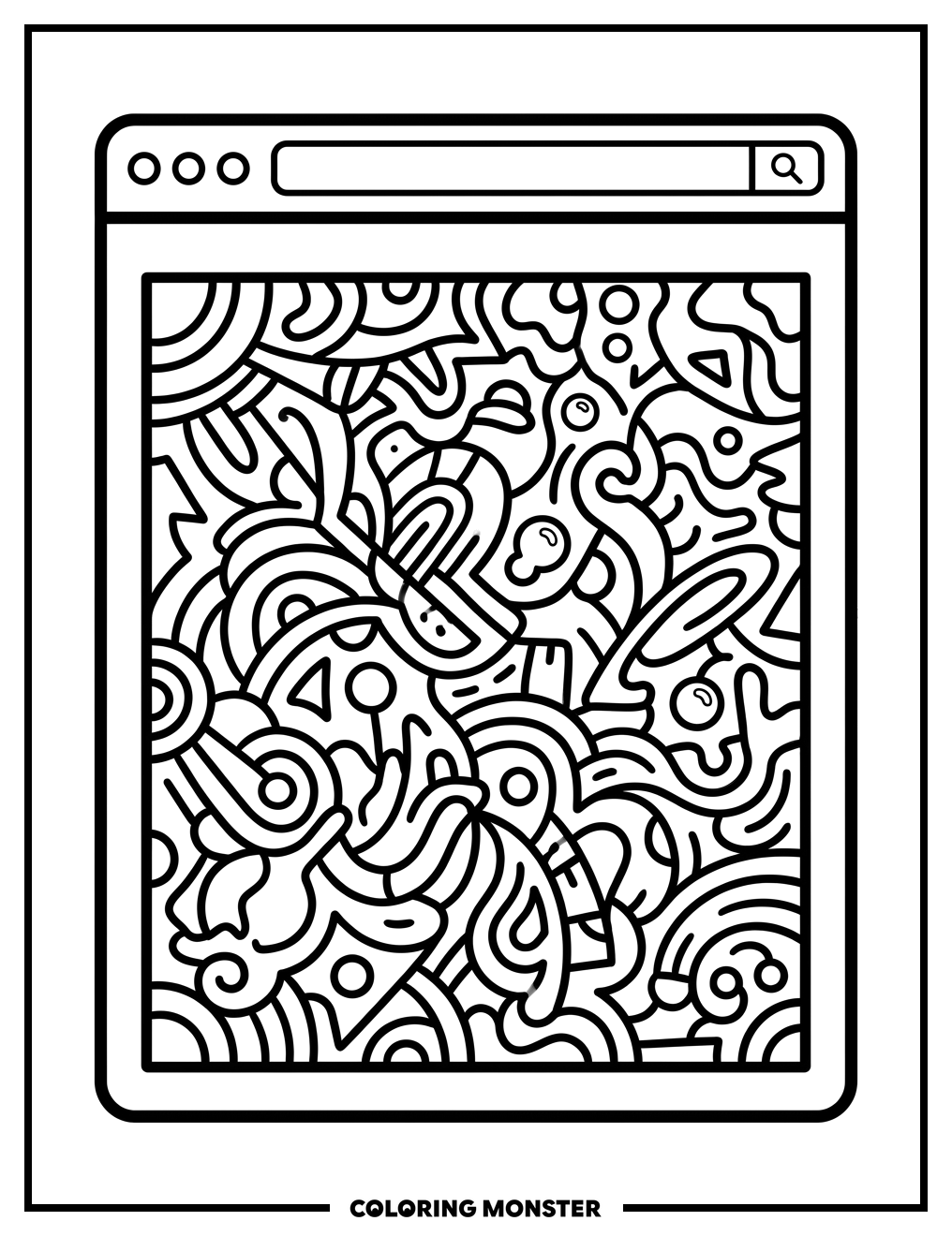 Browser Window With Abstract Art Coloring Page