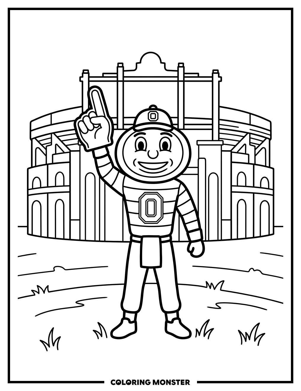 Brutus Buckeye at Ohio Stadium Coloring Page