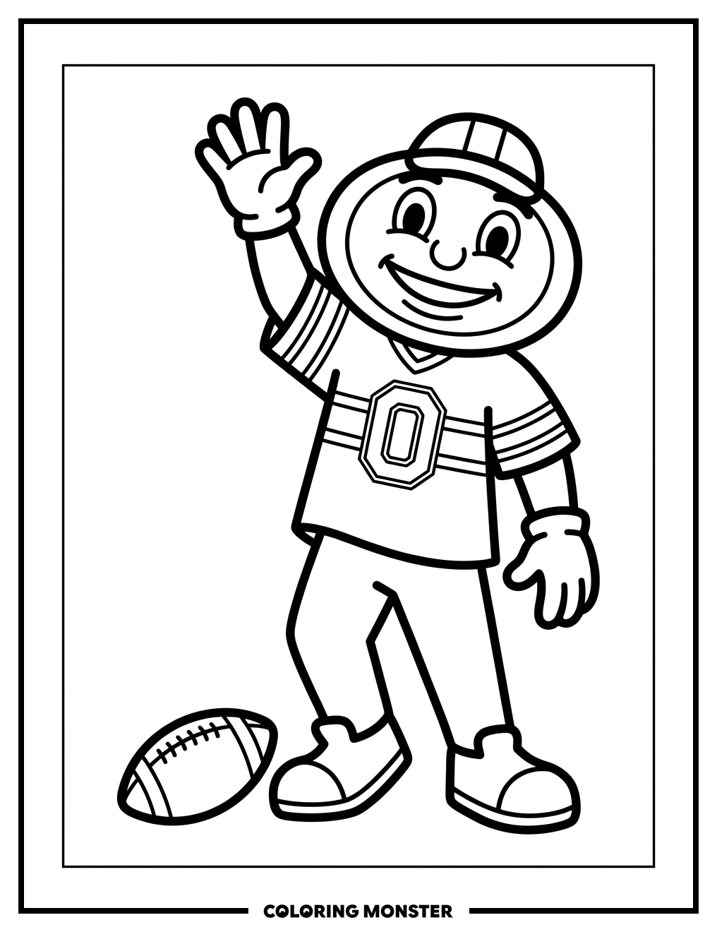 Brutus Buckeye Cheerful Wave Coloring Page