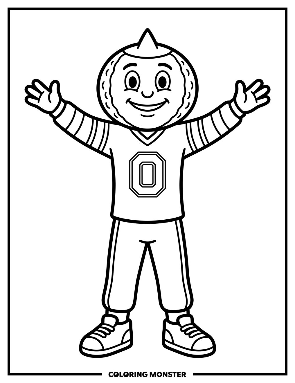 Brutus Buckeye Mascot Poses Coloring Page