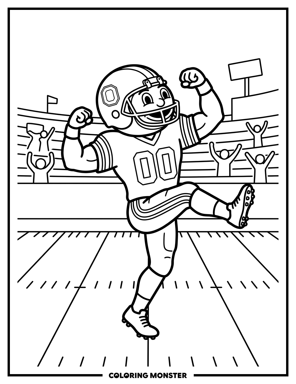 Brutus Buckeye on Football Field Coloring Page
