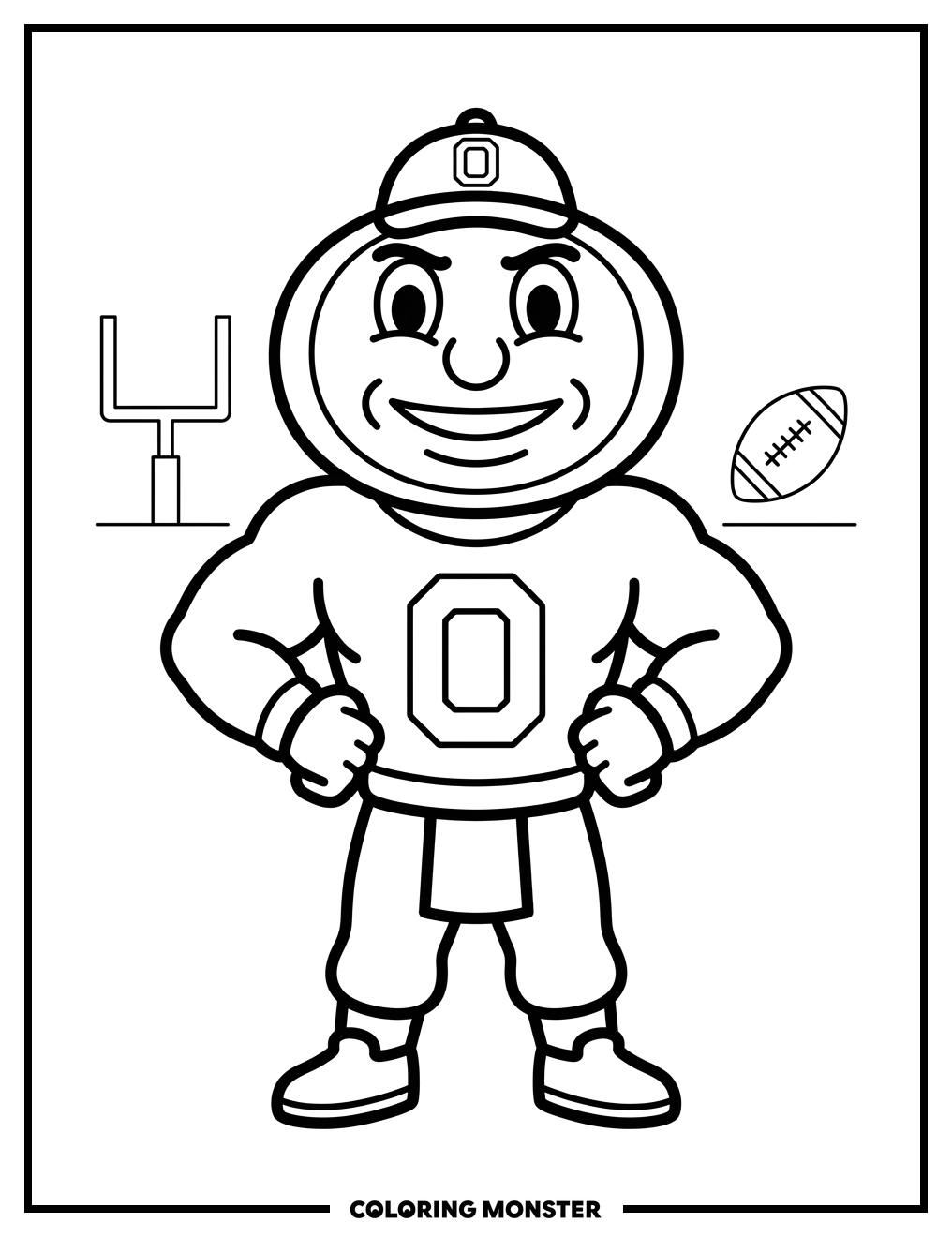Brutus Buckeye Ready to Play Coloring Page