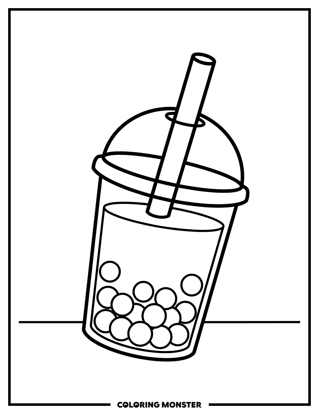 Bubble Milk Tea Cup Coloring Page