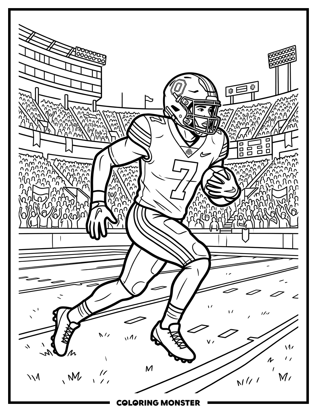 Buckeye Football Player Scores Touchdown Coloring Page