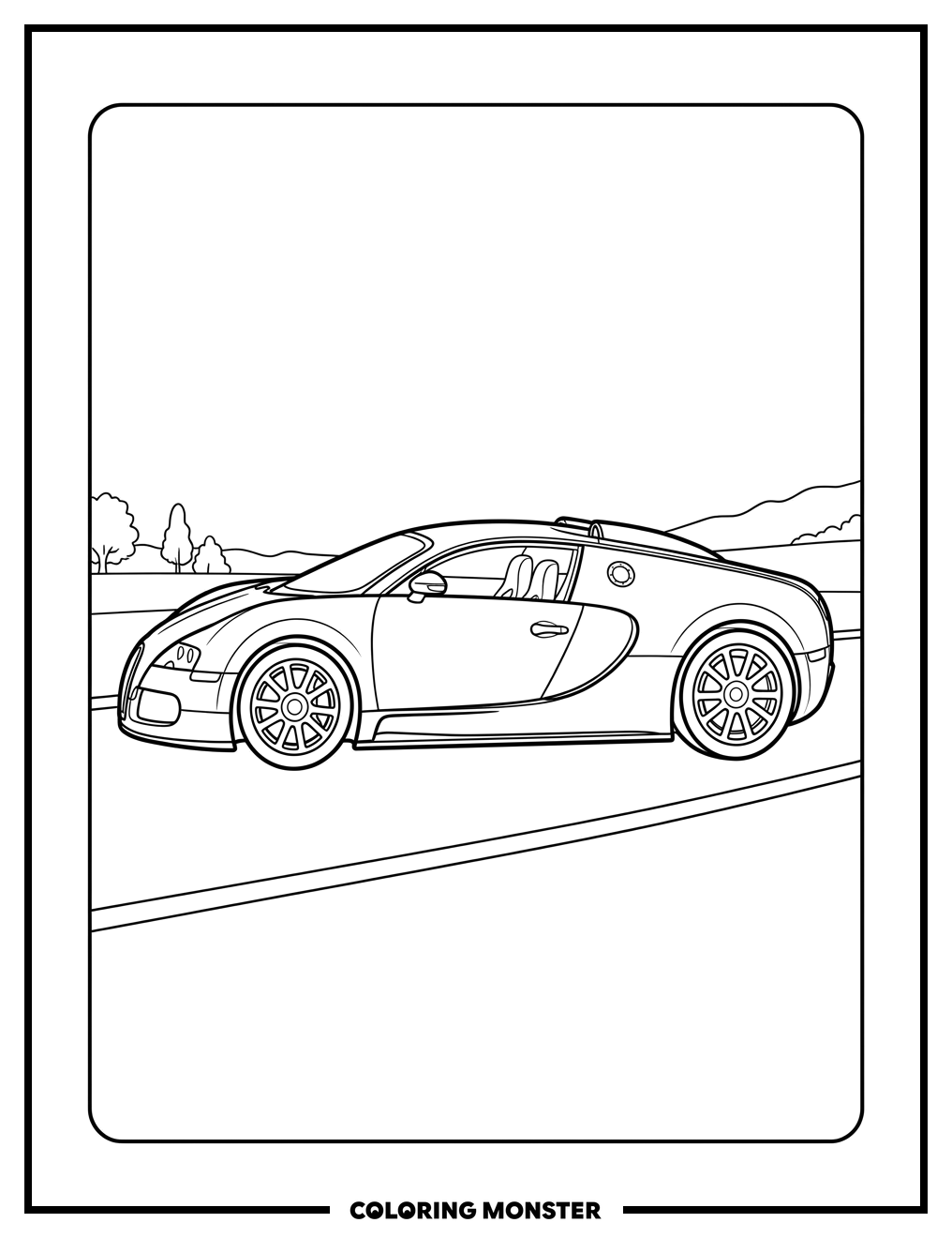 Bugatti Veyron Sports Car Coloring Page