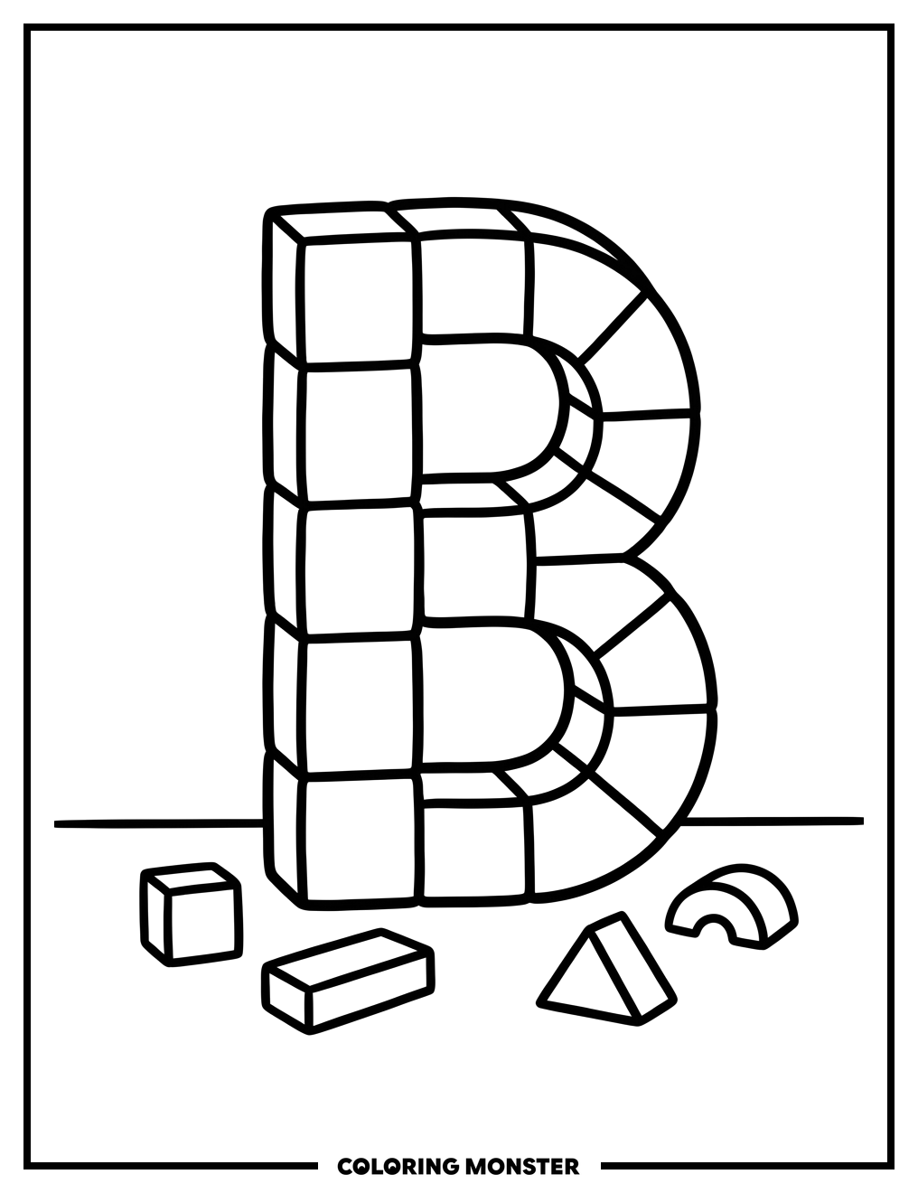 Building Blocks Letter B Coloring Page
