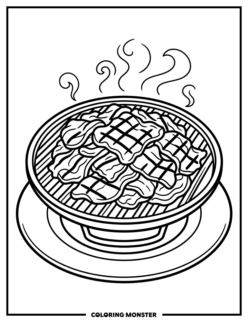 Bulgogi Beef On Grill Coloring Page