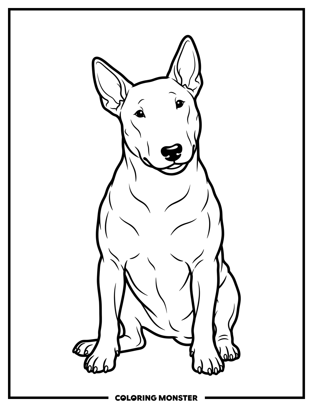 Bull Terrier's Curious Gaze Coloring Page