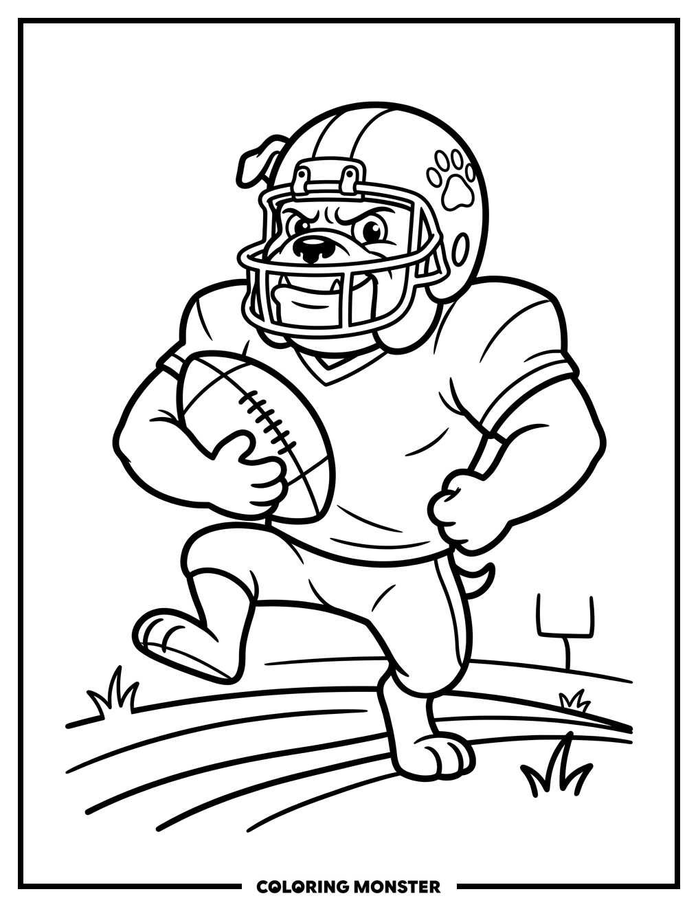 Bulldog Football Mascot Coloring Page