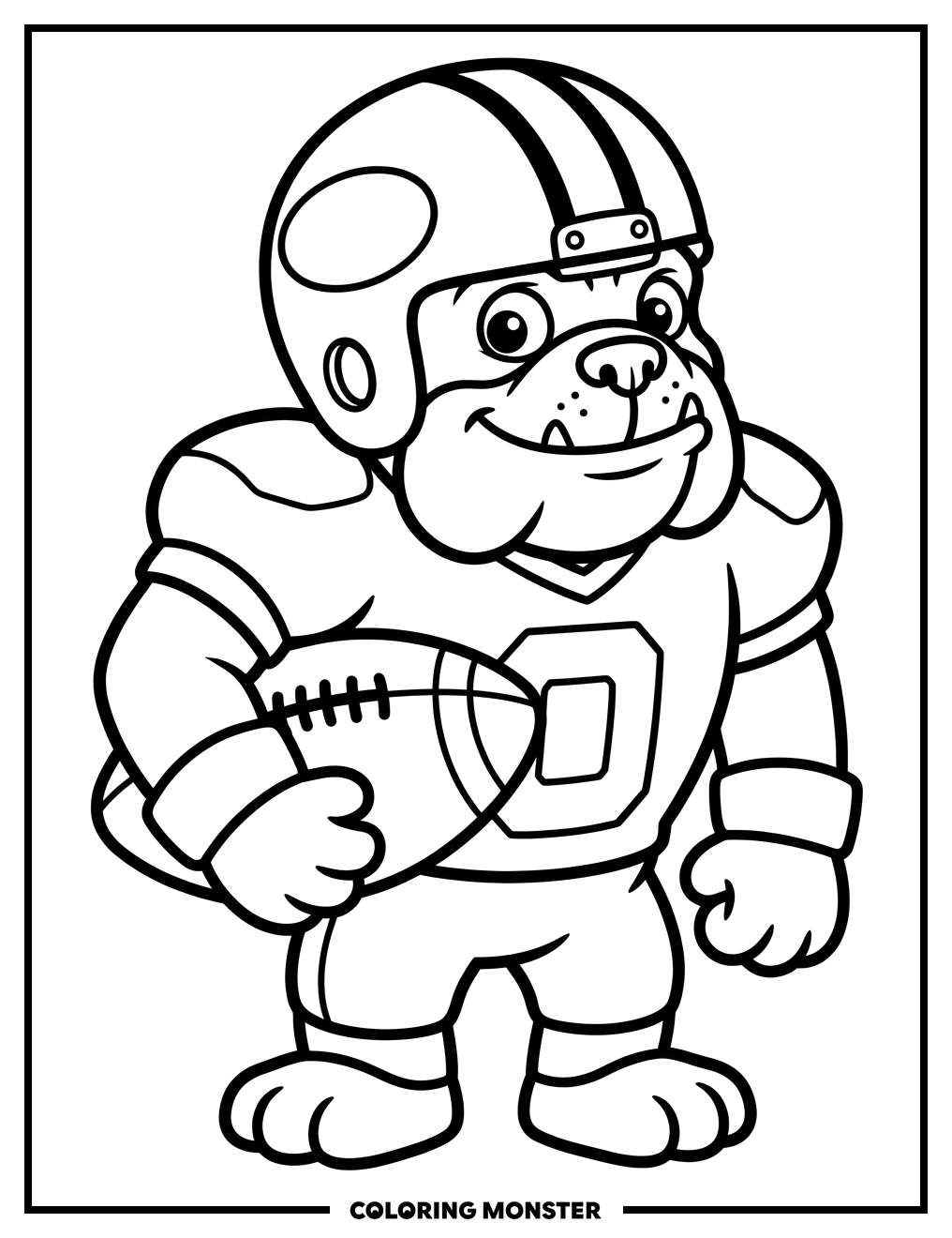Bulldog Mascot With Football Coloring Page