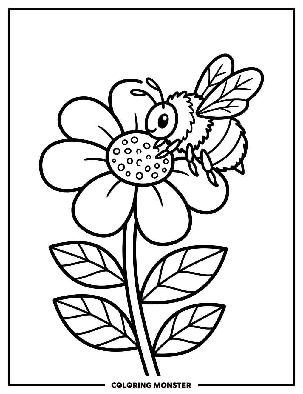 Bumblebee On A Flower Coloring Page