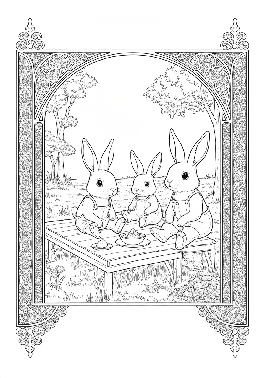 Bunny Family Having A Picnic