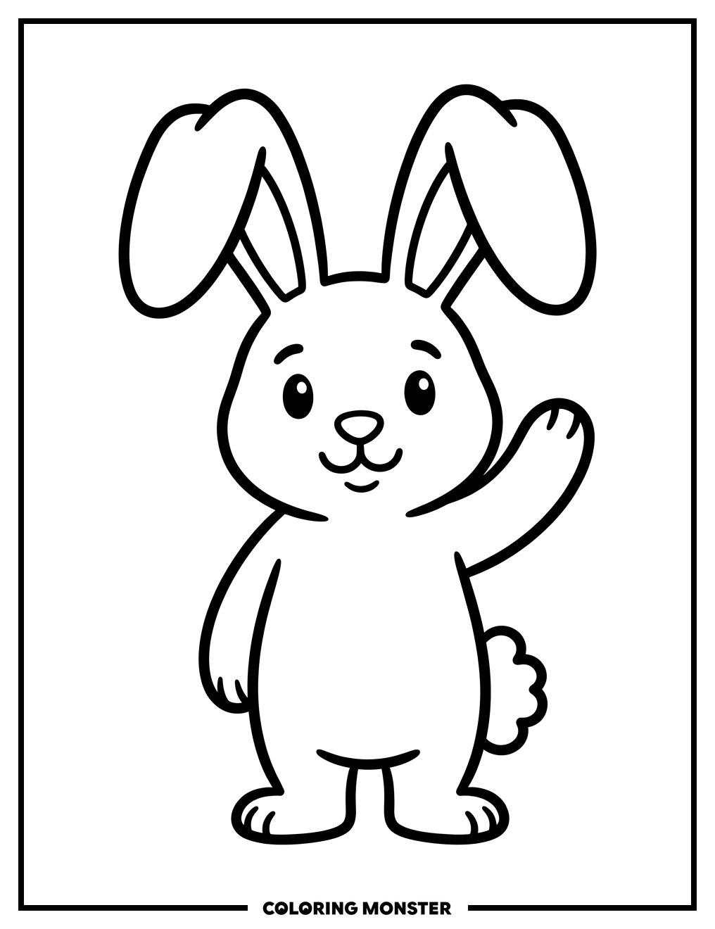 Bunny Waving Hello Coloring Page