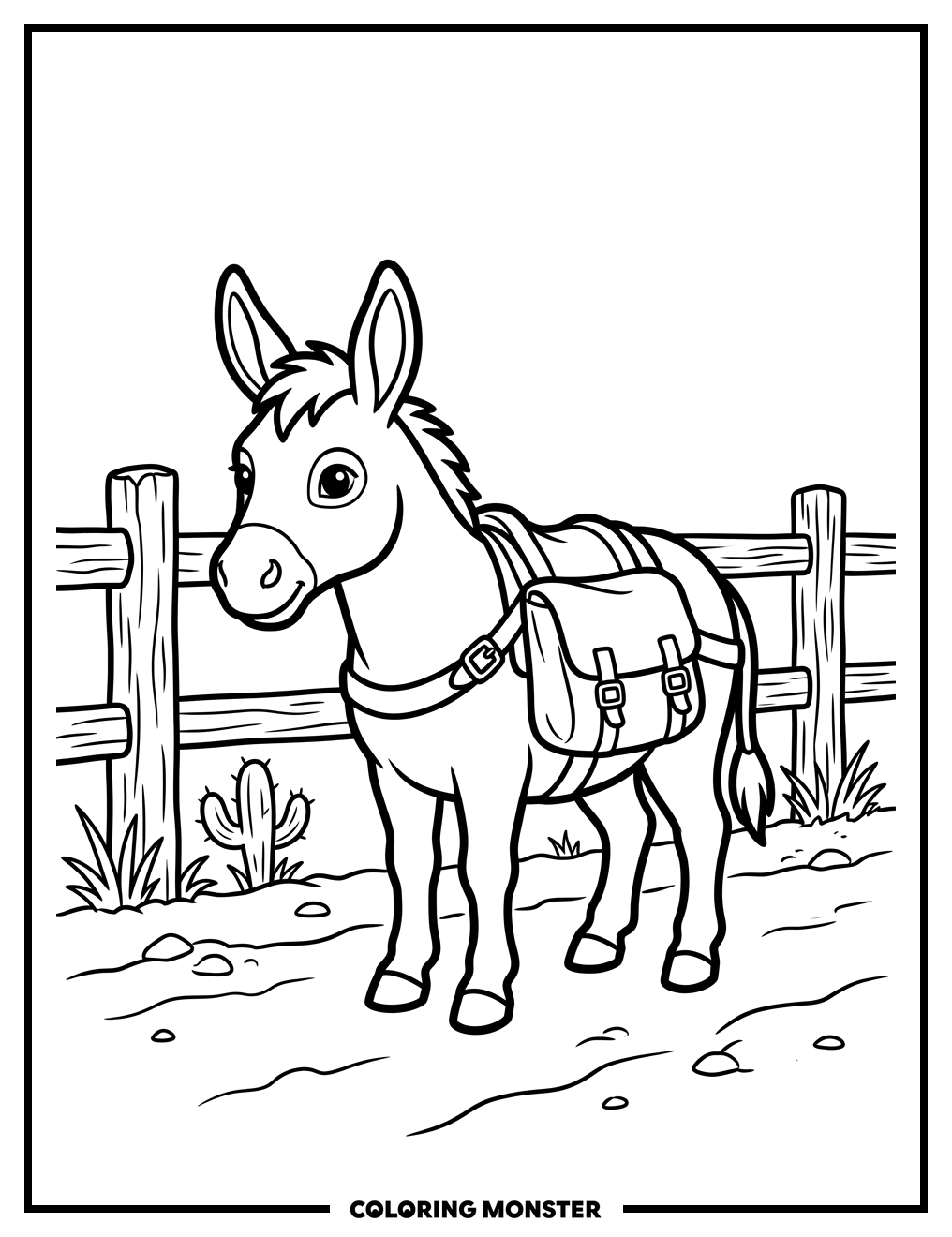Burro With Saddlebags Coloring Page
