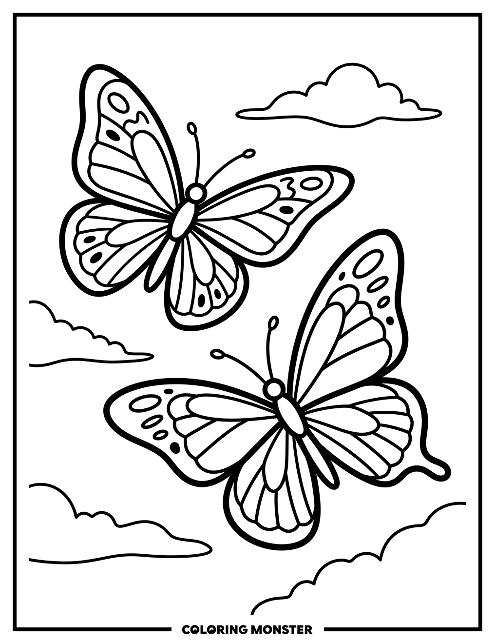 Butterflies in Flight Coloring Page