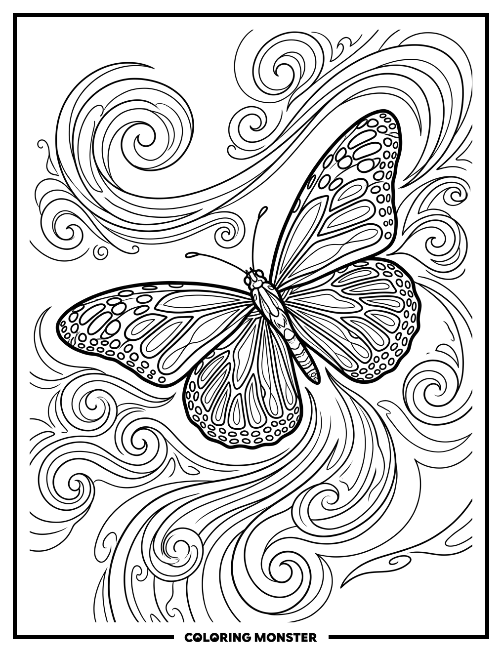 Butterfly in Flight Coloring Page