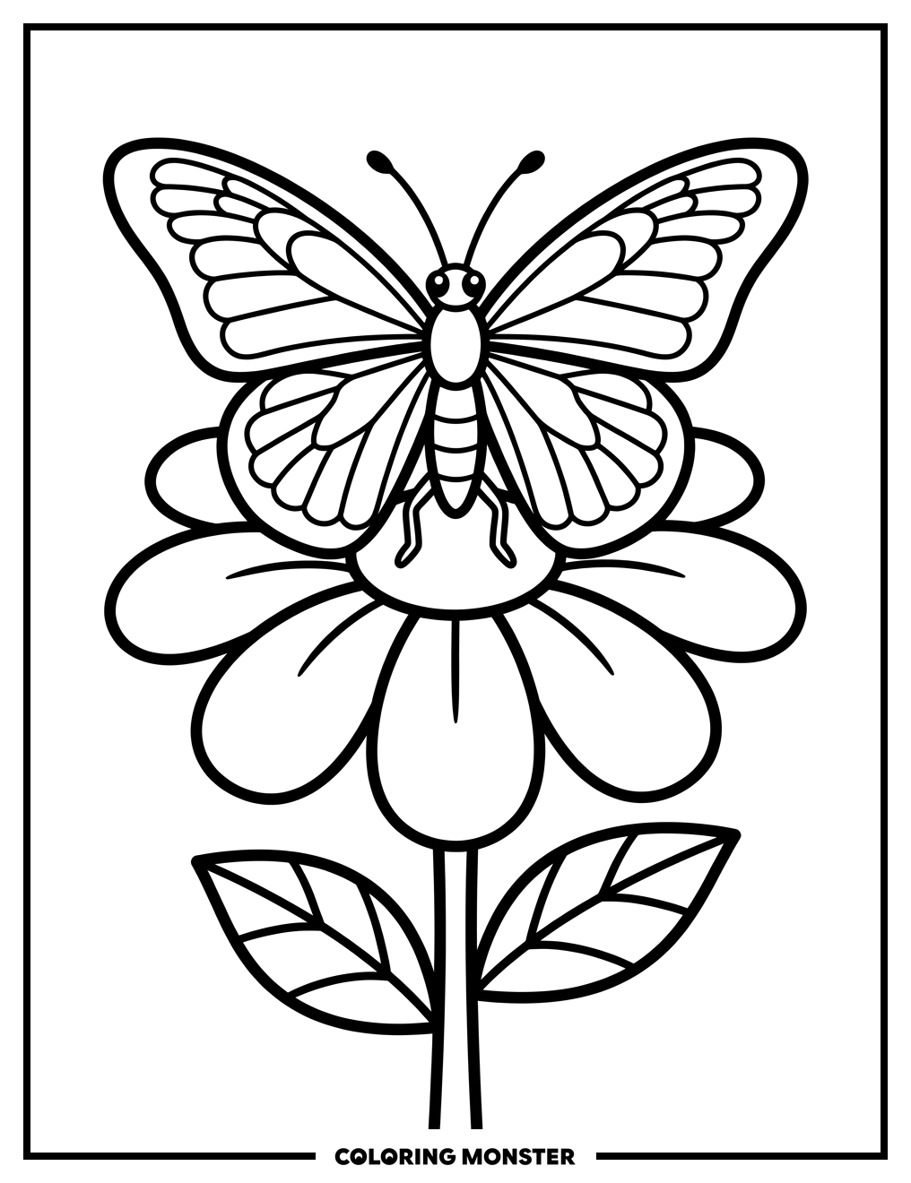 Butterfly on Flower Coloring Page