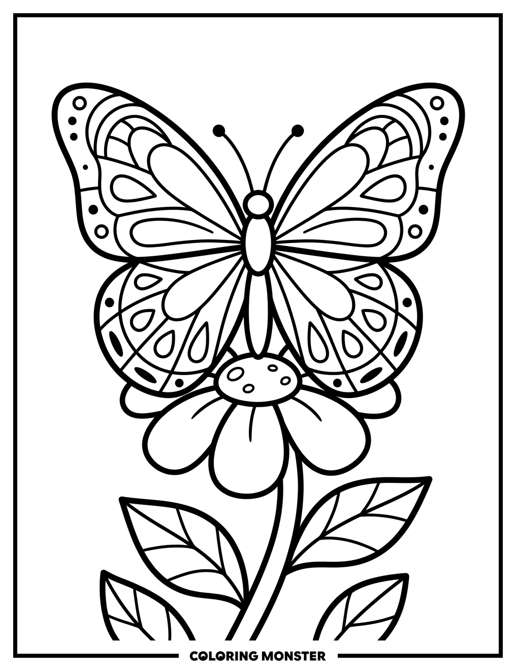 Butterfly on Flower Coloring Page