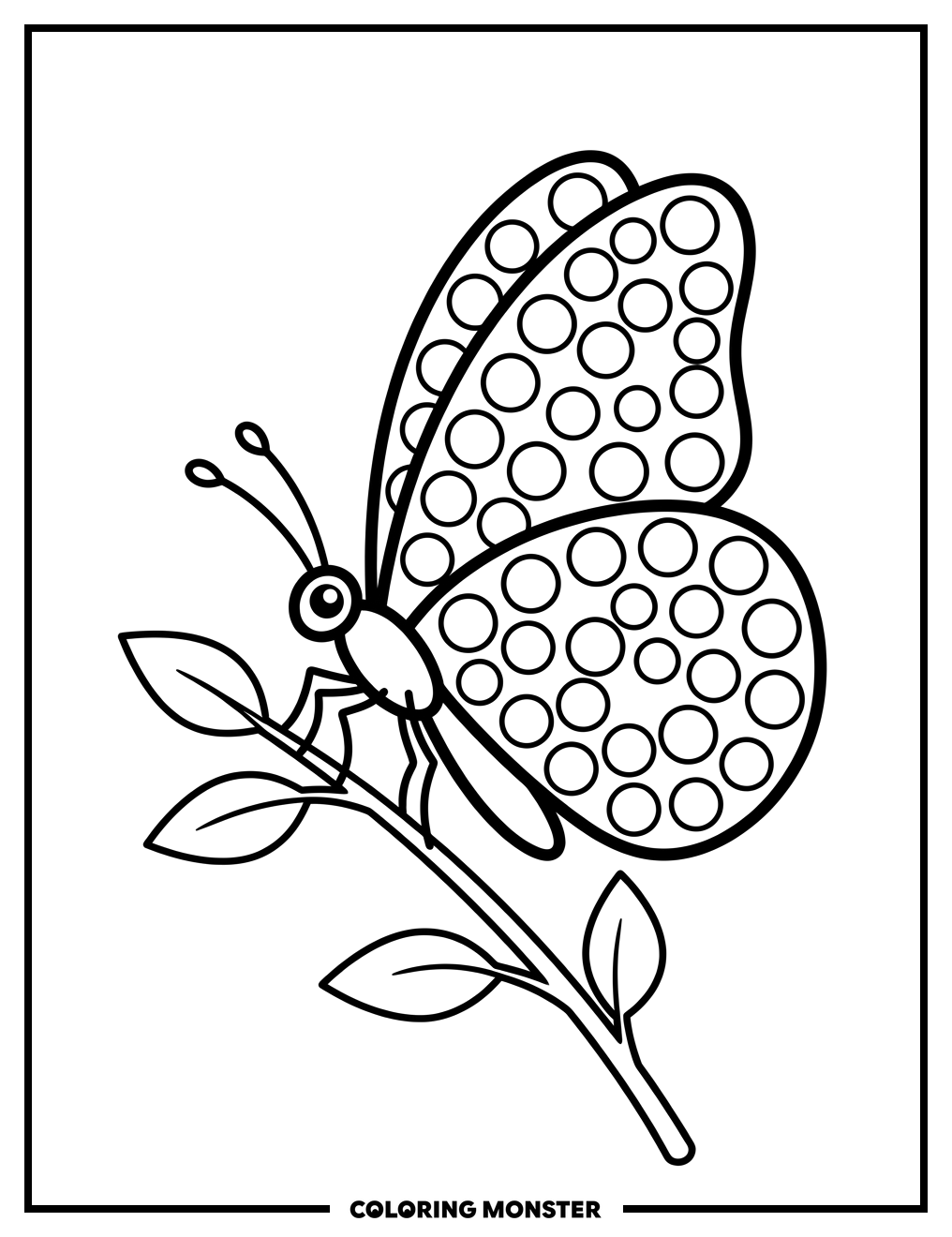 Butterfly Perched on a Stem Coloring Page