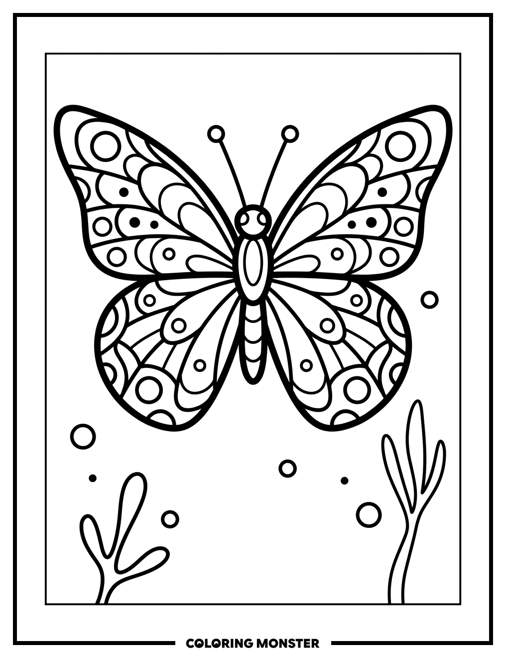 Butterfly Top-Down View Coloring Page