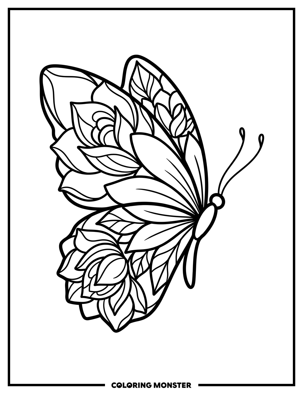 Butterfly with Flower Wings Coloring Page