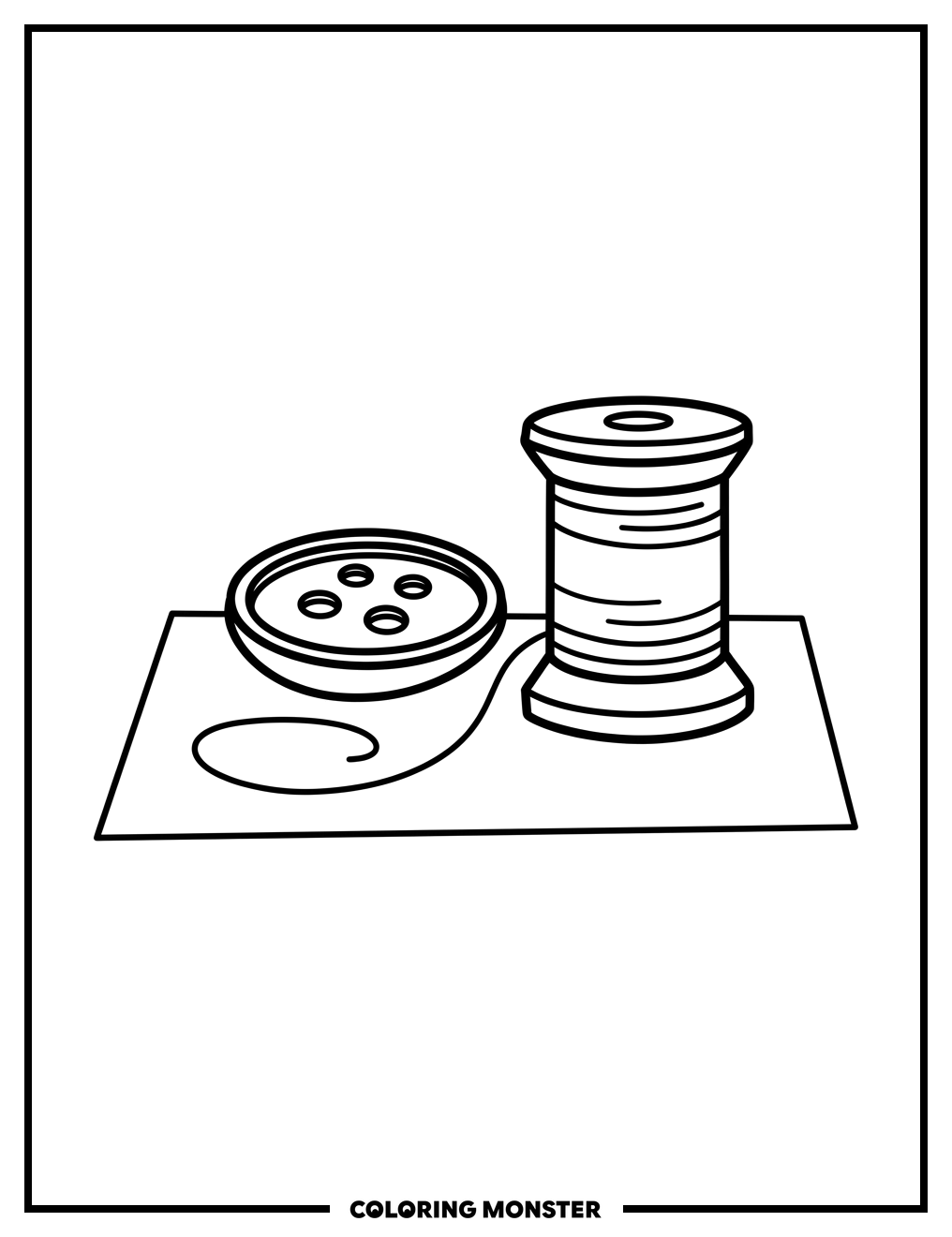 Button and Thread Spool Coloring Page