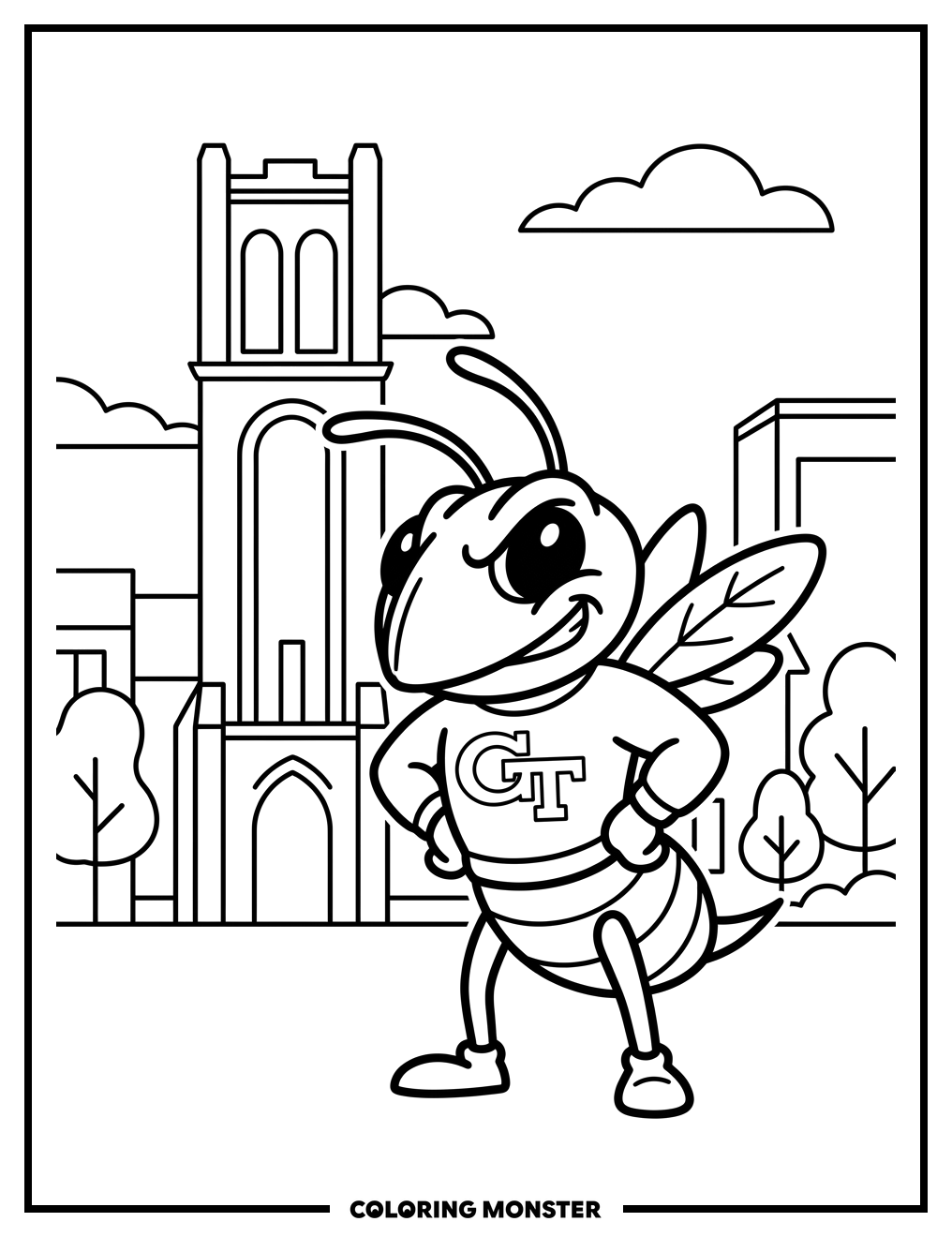 Buzz the Yellowjacket at Tech Tower Coloring Page