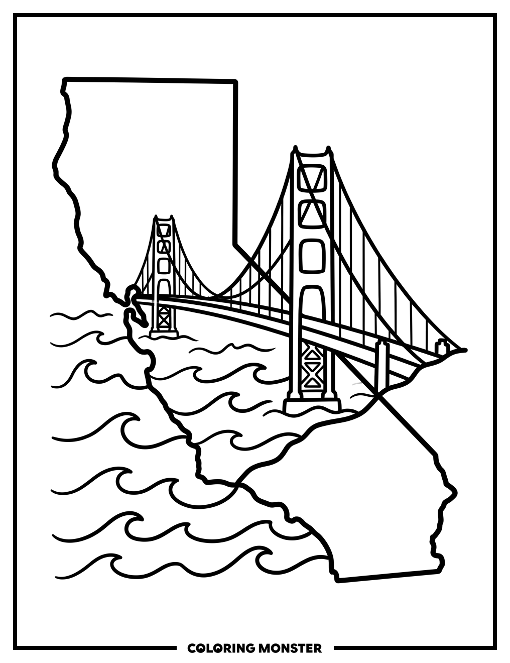 California Golden Gate Bridge Coloring Page