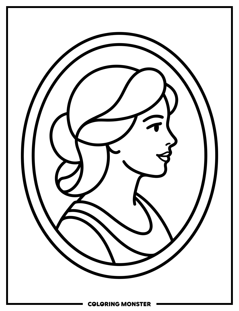 Cameo Portrait of a Woman Coloring Page