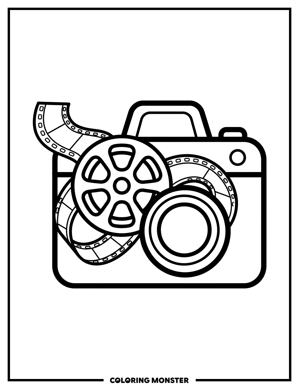 Camera With Film Reel Coloring Page