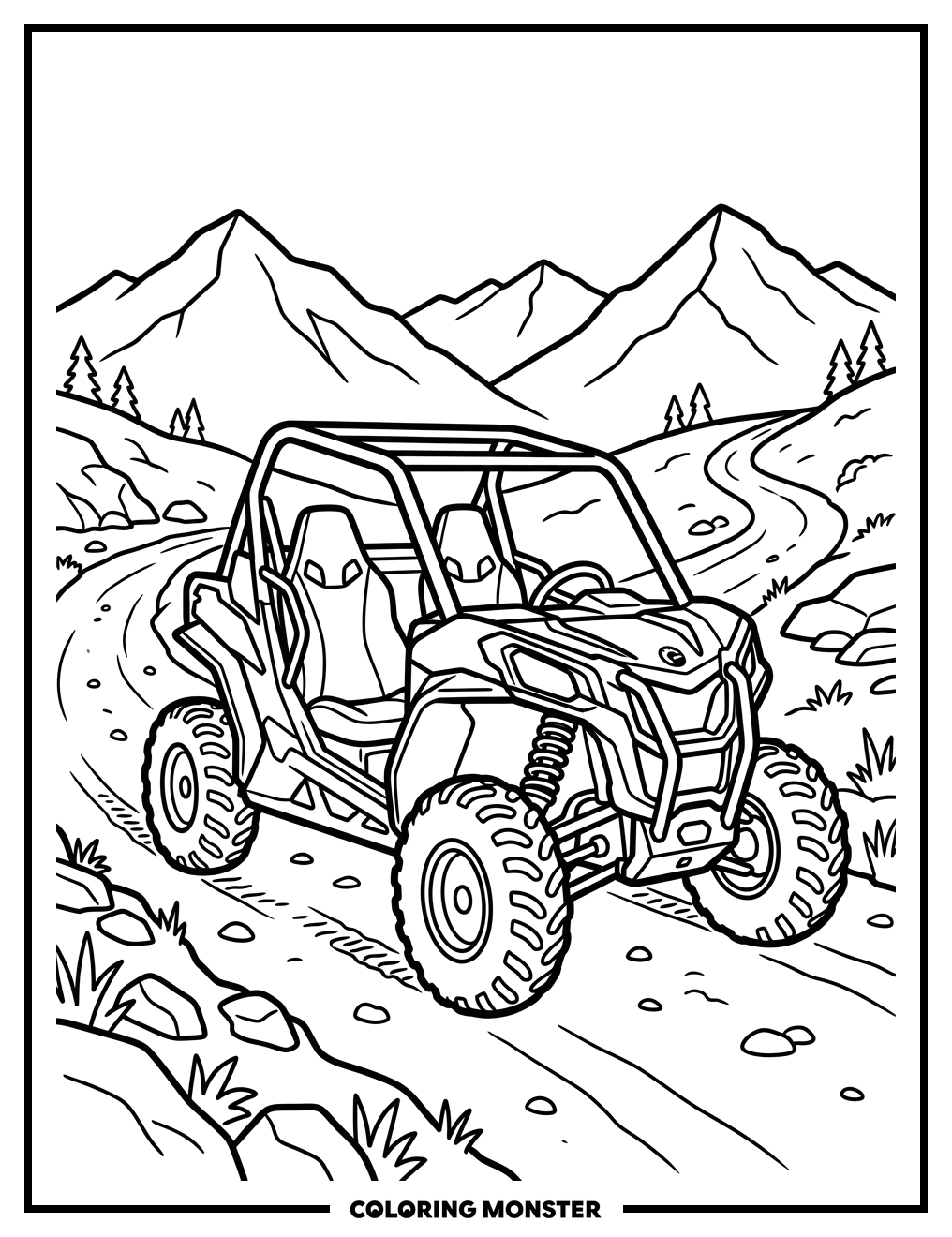 Can-Am ATV on Mountain Trail Coloring Page