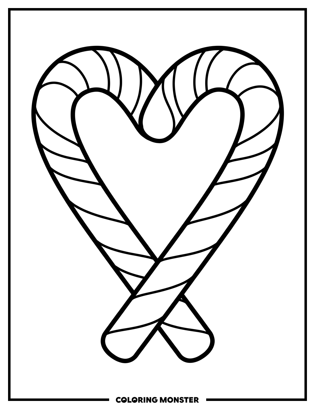Candy Cane Heart Coloring Page