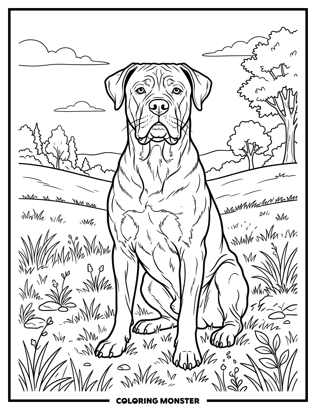 Cane Corso Dog in a Field