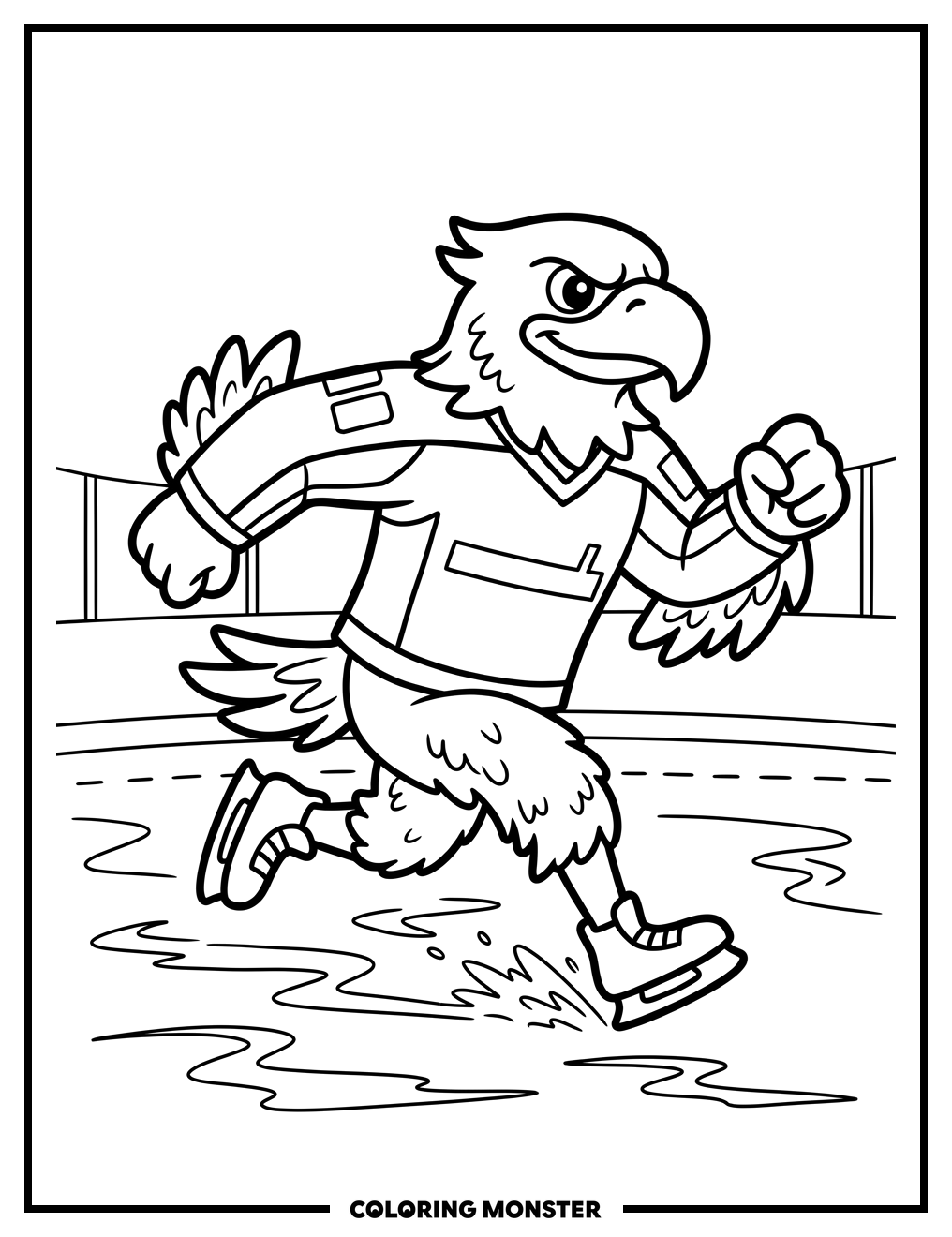 Capitals Mascot Racing on Ice Coloring Page