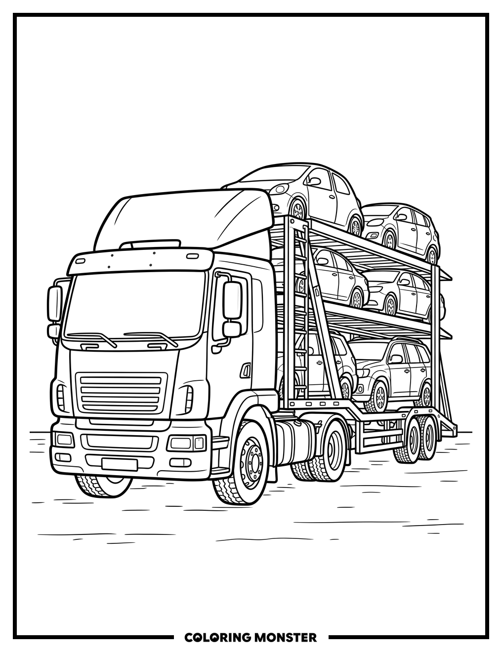 Car Transporter Truck Coloring Page