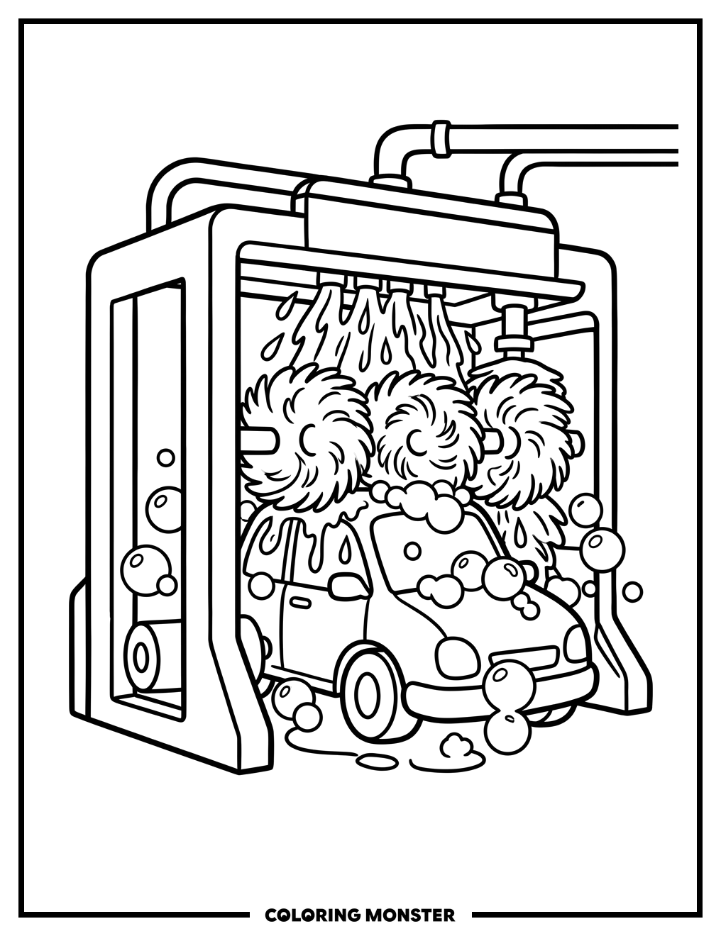 Car Wash Machine Coloring Page
