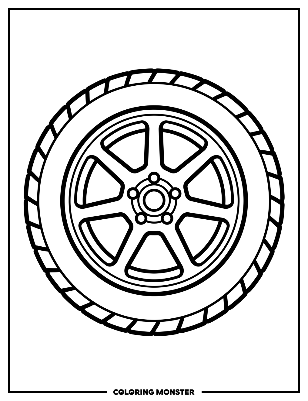 Car Wheel and Tire Coloring Page