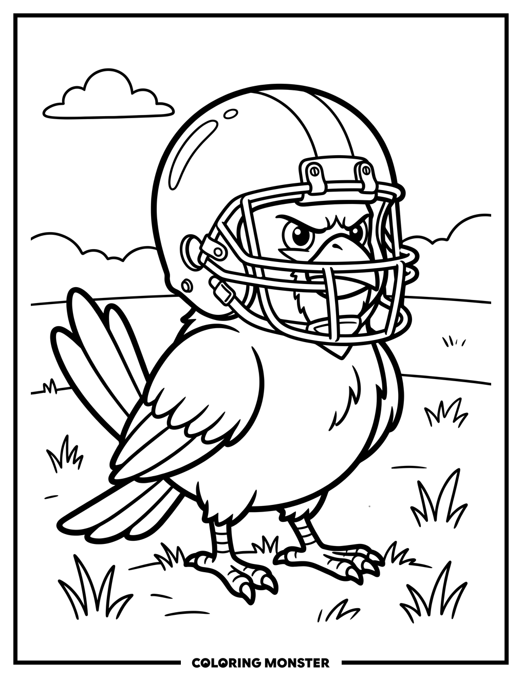 Cardinal in Football Helmet Coloring Page