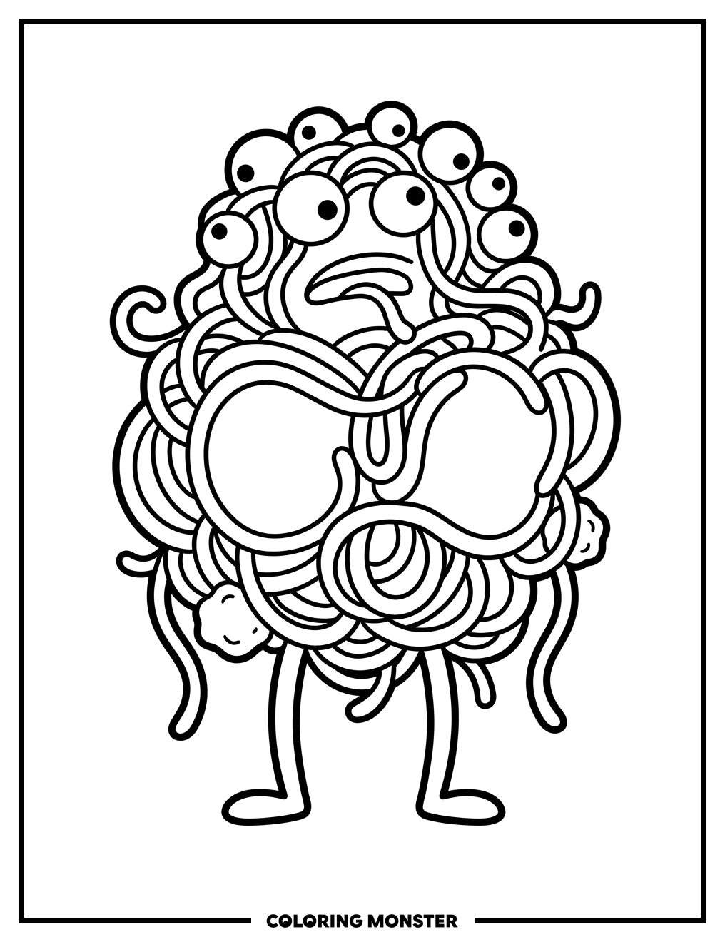 Cartoon Spaghetti Monster Coloring Page