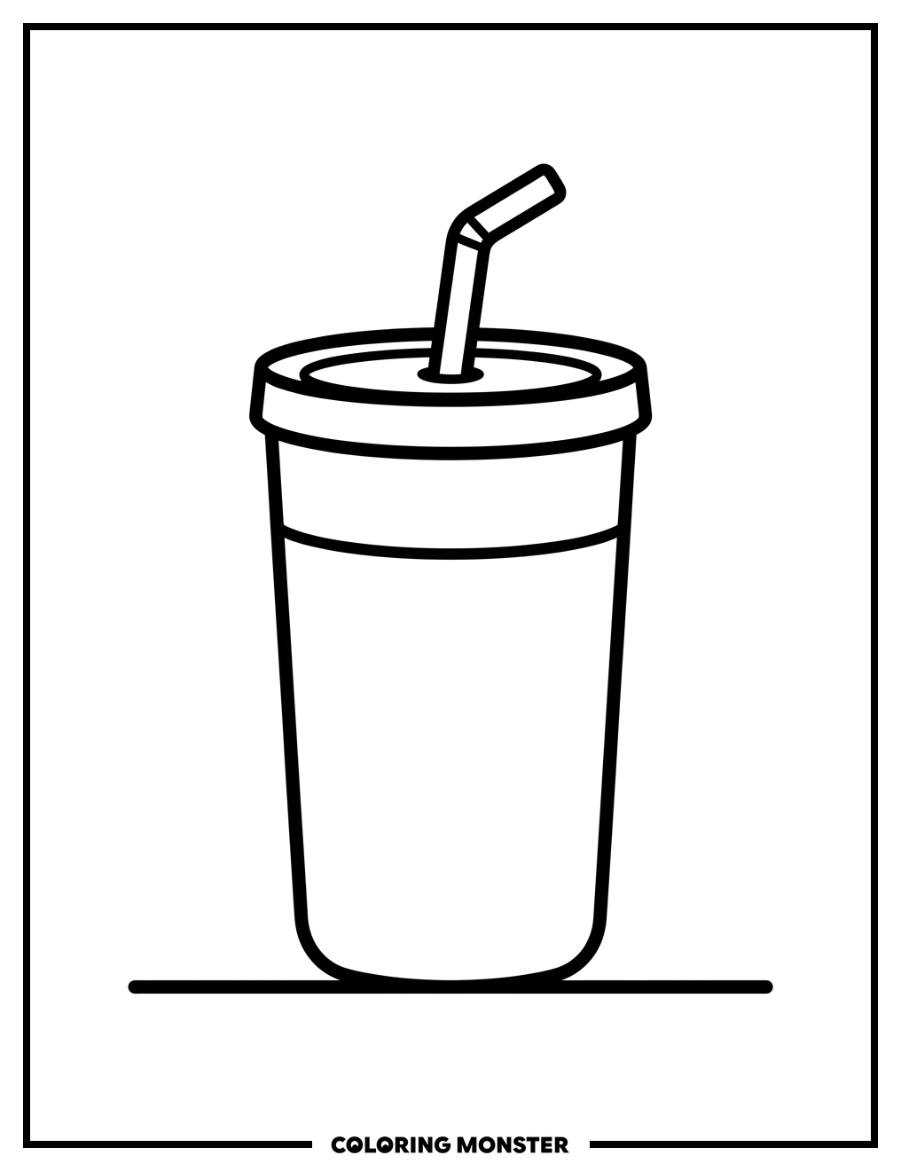 Cartoon Tumbler With Straw Coloring Page